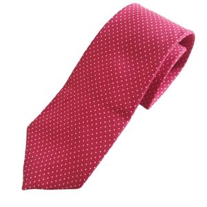 Hardy Amies London Men's NeckTie Red White Polka Dots All Silk 57" Long